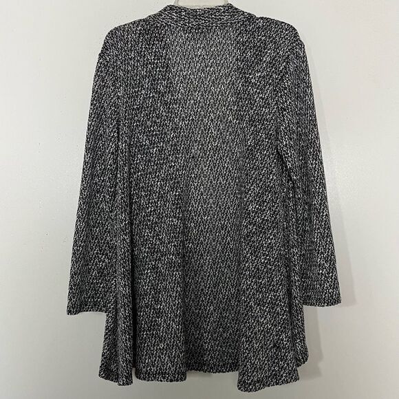 Jess & Jane Waterfall Jacket Cascading Open Front Cardigan Black White Medium - Picture 4 of 7